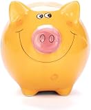 Farigrut 豚 貯金箱 陶器貯金箱 貯金缶 カラー ブタ 子供 貯金箱 コイン箱 子供 生日クリスマス プレゼント可愛い おもちゃ 宝箱 豚小銭ボックス コインバンク ブタ缶 (オレンジ)