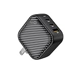 INVZI 65wPD充電器 type-c 小型 GaNIII技術 超低温 3ポート type-c*2 usb*1 三台同時充電 iPhone充電器 USB充電器 タイプc充電器 LED指示灯 急速 コンパクト 折りたたみ式プラグ 旅行に最適 acアダプター iPhone/iPad/Galaxy その他Android各種対応 PSE技術基準適合