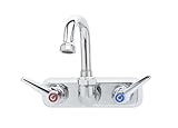 T&S Brass B-1146-01 Workboard Faucet, Wall Mount, 4-Inch Centers, 131X Swivel Gooseneck, Lever Handl