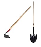 Kylin Garden Tool Sets- Include 13guage Round Point Shovel and Forged Hoe with Ash Wood Handle- 3218