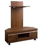 バックパネル付きコーナーTVボード (ダークブラウン) TE-0021