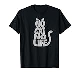 「NO CAT, NO LIFE」 猫 シルエット Tシャツ