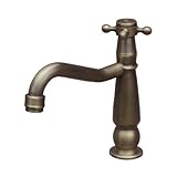 洗面水栓 蛇口 水栓金具 単水栓 クロスハンドル ブロンズ（古銅） [奥行18×吐水口高8.5cm] INK-0302076H