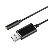 YFFSFDC 外付けサウンドカード 変換アダプタ USB to 3.5mm パソコン イヤホン ビデオ通話 オーディオケーブルUSBポート-3極（TRS）/4極（TRRS） ブラック ミニジャック変換ケーブル Windows/Vista/XP、Mac OS/X、Linux、Chromebook、Windows Surface 3 pro、PS4、Raspberry Pi等対応