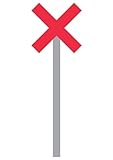 Wallmonkeys Cartoon Free Standing Railroad Crossing Sign Peel and Stick Wall Decals WM86789 (60 in H