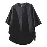 [foveitaa] 夏服 メンズ T シャツ 立体ジャカード 総柄デザイン 涼しい ゆったりシルエット 半袖 ファッション ビッグ シルエットカジュアルウェア 無地 トップス black-2XL