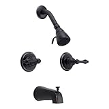 Designers Impressions 656726 Oil Rubbed Bronze Tubコンボ蛇口 – 2ハンドルシャワーミキサーデザイン – Convertible