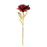 niceeshop 24 K Gold Dippedローズ、ローズゴールド花人工花のギフトボックス、ベストギフトバレンタインの日/記念日/誕生日/恋人/感謝祭/ホームインテリア(マルチカラー&ギフトボ