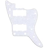 Musiclily Pro 13穴 65 60s JM ジャズマスター用ピックガードFender American Jazzmasterエレキギター用、ホワイトパール4P