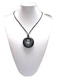 Silli Me Jewels: Yo-yo Teething Necklace - Doughnut-shaped Pendant for Baby to Chew (Metallic Black)