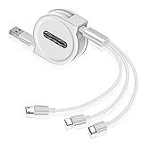 BUTEFO 巻取り式充電ケーブル 3in1 Micro USB ケーブル/Type-C ケーブル 3in1 充電ケーブル android/type-c 3A急速充電 長さ調整可能 120cm (ホワイト)