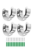 YFFSFDC クローゼットロッドサポート ポール 固定 金具 U字型 4個入り ステンレス鋼 フランジロッドホルダー フランジソケット 固定 パイプ固定金具 ネジ付き (シルバー ロッド径32mm)