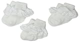 Jefferies Socks新生児女の子用フリル付きMisty Turn Cuffソックス3ペアパック、ホワイト、新生児
