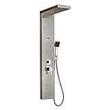 Auralumステンレススチール多機能シャワーパネルタワー、壁マウント多機能マッサージジェットRainfall LED温度表示Bathシステム シルバー JZ206