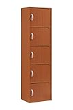 Hodedah 5 Door Five Shleves Enclosed Storage Cabinet Cherry [並行輸入品]