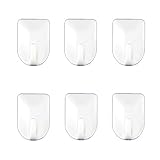 daixers強力粘着フック、簡単にインストール、削除 – Strong &耐久性6-hook (最大負荷4.4ポンド) M ホワイト