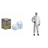 3M 使い捨て防じんマスク排気弁付き10枚 国家検定合格 8805 DS2 & 防護服 Mサイズ