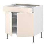 IKEA(イケア) FAKTUM アブストラクト イエローホワイト 80 cm 99905909 ベースキャビネット/ 棚板/引き出し/扉2枚付、アブストラクト イエローホワイト