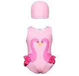 ツバメ--屋 ベビー水着 女児水着 ビキニ スイミングウェア キッズ水着 子供用 スイムキャップ付き 女の子 セパレート レースフリル スイート ガールズ 2点セット (100, ピンク)