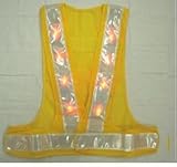 赤色LEDベスト　V60型（テープ幅60㎜）　黄色メッシュ×白銀色テープLED-YW