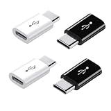 Micro USB to Type C 変換アダプタ 4個 軽量タイプ 携帯しやすい 急速充電 データー転送 OTG機能対応 充電コネクター (2ホワイト+2ブラック)