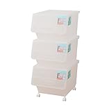 山善(YAMAZEN) 収納ボックス フタ付き 31cm 3段 キャスター付き クリア YOB-M(CL)*3C