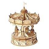 つくるんです® 日本語説明書付 3D ウッドパズル オーナメントシリーズ (メリーゴーランド)