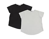 半袖裾ラウンド　授乳Tシャツ　2枚組(ホワイト×ブラック)