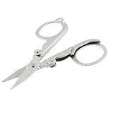 uxcell はさみ　ペーパークラフト　細断　シルバートーン　旅行　折り畳み式　メタル