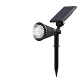 T-SUN ソーラーライト　4LED　ガーデンライト　スポットライト 省エネ 屋外用充電式　暗くなると自動点灯　6000K　昼白色　シンプル　玄関先/芝生/階段/庭など対応　LED照明