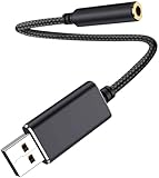 USB to 3.5mm オーディオケーブル 外付けサウンドカード 変換アダプタ USBポート-3極（TRS）/4極（TRRS） パソコン イヤホン ビデオ通話 オーディオケーブル for Windows、Mac OS/X、Linux、Windows Surface 3 pro等対応 プラグアンドプレイ 音声通話 0.2m