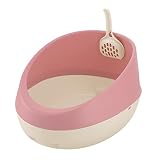 リッチェル 猫用トイレ本体 ラプレ ネコトイレ ハーフカバー コーラルピンク