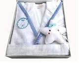 MINERVA　ギフト プレゼント プリンスジョージズ 子供バスローブ ＆ スターおもちゃ ギフトセット ナイトガウン 王子様気分 白 フード、固定型のベルト、ポケット付き ベビー、赤ちゃん、子供 S