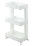 キッチンワゴン キッチン収納 スマートワゴン フィット 3段 スリム ホワイト キャスター付