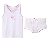 キャミソール＆ショーツ キッズ 女の子 2点セット ジュニア 可愛い ペアインナー リボン インナー 子供 女児 下着 綿 肌触りがいい (ホワイト, 100)