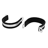 uxcell EPDMラバーライニングPクリップ ゴム 304ステンレス鋼 燃料ホースガソリンパイプ用 48mm ホースクリップ 2個入り