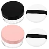 JECOMPRIS パウダーケース 4個セット(20g,ピンク+ブラック) パウダー容器 携帯用 詰替え容器 小分け容器 パフ付き 中栓付き 透明 コスメ ルースパウダー ケース コンパクト 容器