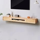 XRRJFYH 浮動 テレビボード 無垢材 テレビ台 TV Stand ローボード てれひ台 电视柜 ロウボード TV台 引き出し付き (Color : Natural, Size : 140CM/55IN)