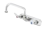 T&S Brass B-1125 Workboard Faucet, Wall Mount, 8-Inch Centers, 6-Inch Swing Nozzle, Lever Handles by