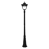 Gama Sonic Pagoda Solar Lamp Post and Single Lamp LED Light Fixture, 87-Inch Height, Black Finish #G