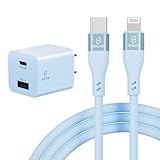 iphone 充電器 ケーブル セット pd充電器 20W 急速充電器 ipad 充電器 USB PD 対応 PSE技術基準適合 アイホン 充電 ACアダプター 電源アダプタ TYPE-C 充電 コード スマホ充電器 コンセント 電源アダプター iPad iPhone14 Pro 13 12 11 x 8 7mini Plus (ブルー, AC充電器+Type-C to ライトニング 1m)