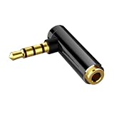 L字型3.5mm ステレオミニプラグ4極 3.5mm L型変換コネクタ 90度 ミニジャック イヤホン接続 角度変換コネクタ