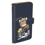 Galaxy A41 用 SC-41A SCV48 対応 ギャラクシーa41のケース スマホケース 手帳型 カードポケット バイク乗り猫 猫キャラクター ゆるかわアニマル ねいびー 219a02c
