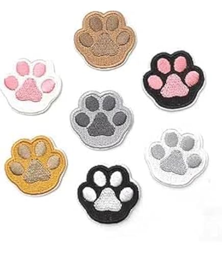 Amazon.co.jp: 猫 肉球 ワッペン 刺繍 (白灰) : ホビー