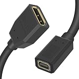 Duttek 8k Mini Displayport メス - Displayport メス 1.4ケーブル、DP - Mini DPアダプターケーブル、双方向伝送をサポート モニター、テレビ、PC、ノートパソコンに対応 1フィート/30cm