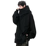 [TOWYYO] メンズ ハイネック パーカー タートルネック 無地 ポケット付き ウィンドブレーカー 忍者パーカー 長袖 ゆったり 大きいフード付き カジュアル 防風 原宿系 機能服 男女兼用 春 秋 冬