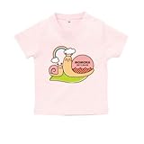 BabyChips 仲良しカタツムリ(女の子)(名入れ半袖ベビーTシャツ) 90 ライトピンク