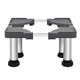 Qztuory ミニ冷蔵庫スタンド 洗濯機台 冷蔵庫台 (幅/奥行き 22-30cm 調節可能) 【滑り止め 減音防振 昇降 防湿機能付き】 プリンター台 ウォーターサーバー かさ上げ台 空気清浄機 底上げ 小型デバイス向け 固定枠 しっかりベース 組み立て簡単 多用途台 (高さ調節可能ステンレススチール脚 (27-30cm),グレー)