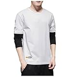 メンズ Tシャツ 長袖 無地 大きい サイズ ゆったり カットソー 長袖tシャツ メンズ スポーツ 黒 速乾 カットソー 細身 ストレッチ プルオーバー 大きいサイズ 無地 トップス vネック おしゃれ ゆったり 夏服 メンズ tシャツ ゴルフ 服 春服 冬 春 夏(M,ホワイト)