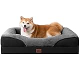 EHEYCIGA 犬 ベッド ペット 犬用ベッド 洗える 防水 猫 ベッド 高反発 L 大型犬 中型犬 クッション 取り外せるカバー 滑り止め （ダークグレー, 91x68x17.7cm）